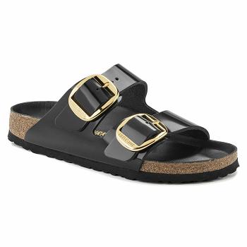 Arizona Birkenstock Big Prackou High Shine Natural Lakovane Kozene Damske Čierne | SK 68VRW